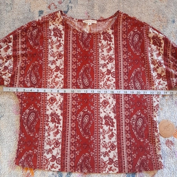 PARALLEL SKIES RUST PAISLEY BOHO INDIE BANDANA TOP SIZE MED-NWT - Picture 9 of 10